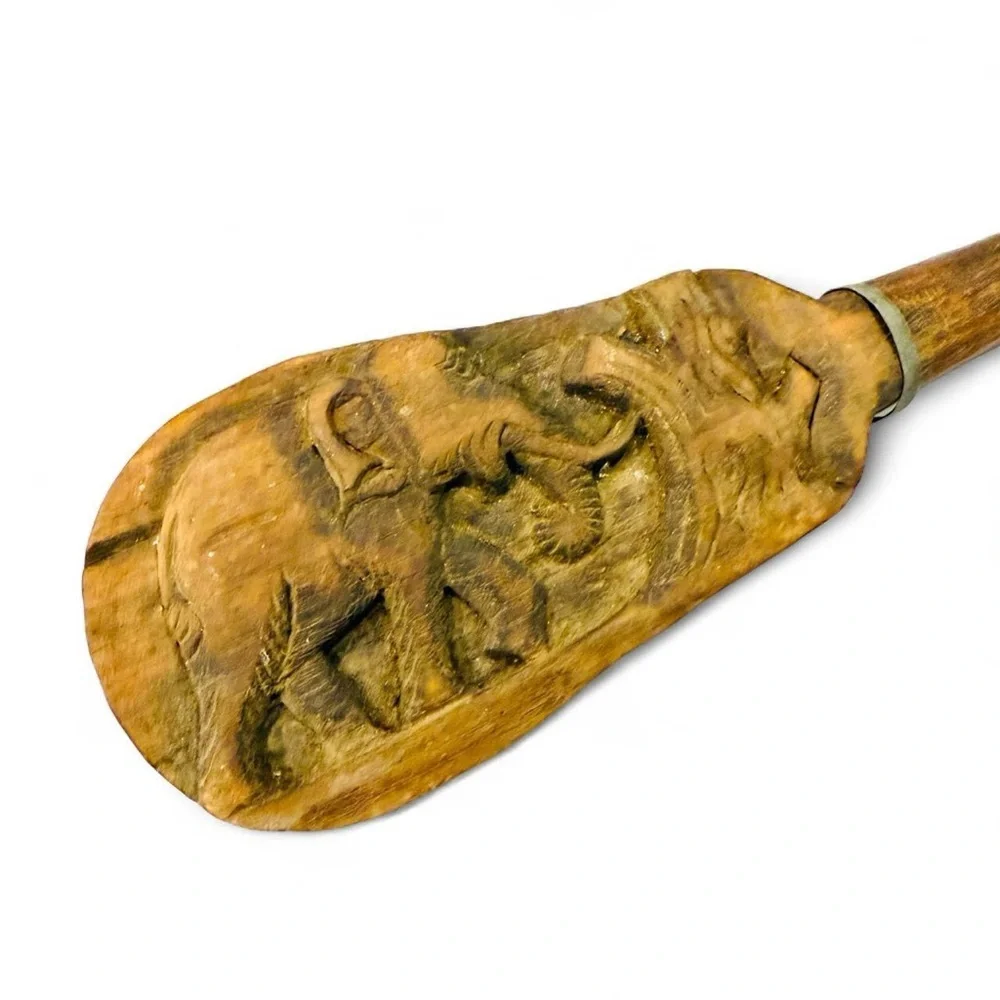 Antique 19th Century Elephant Teakwood Opium Scale Lisu Hill Tribe Hand Carved